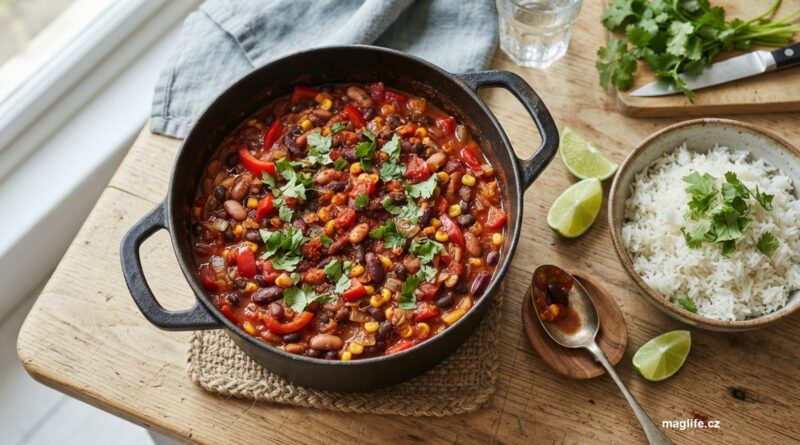 Fazolové chilli s rýží a limetkou
